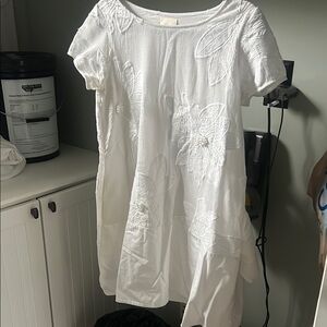 White Floral Embroidered Dress